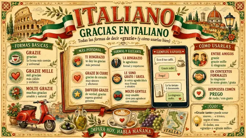 como decir gracias en italiano